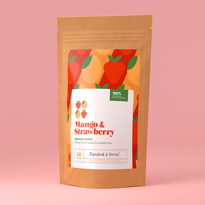 Ekologisk Mango & Strawberry Snack 30g